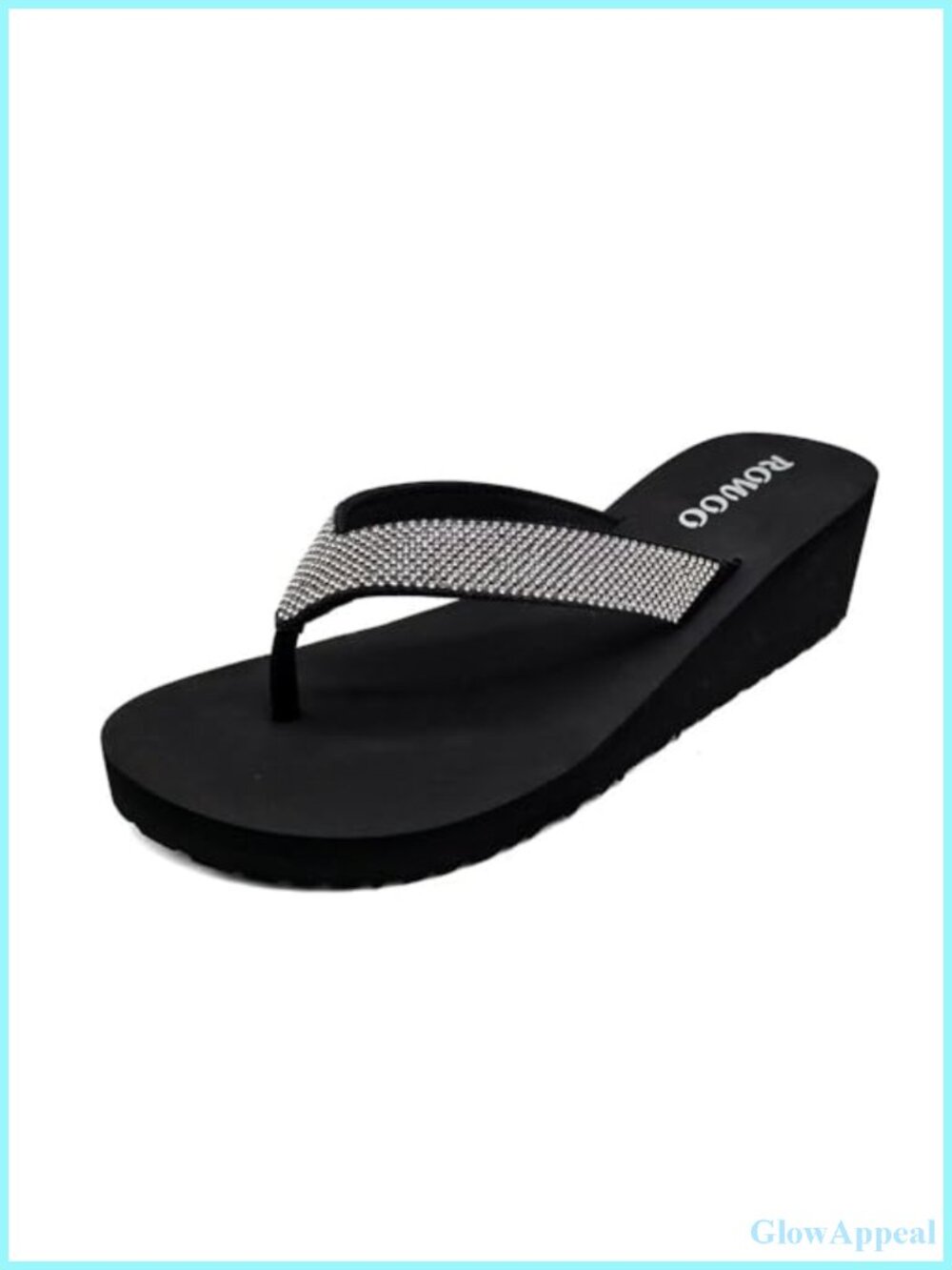 Rhinestone Wedge Flip Flops Slip On Sandals for Beach Vacation